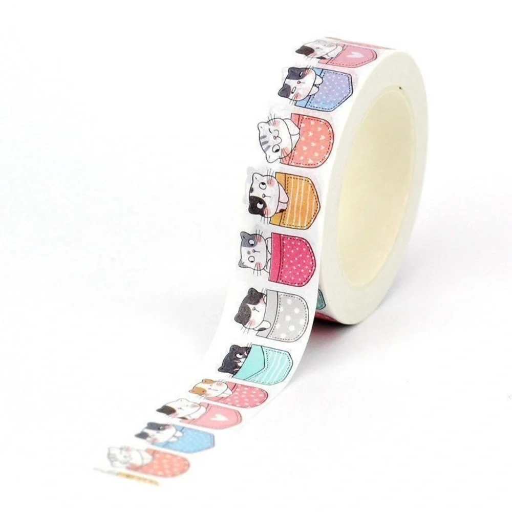 Kitty Cats In Pockets and Coffee Mugs, Washi Tape, Set Of 2 Rolls - Picture 6 of 9